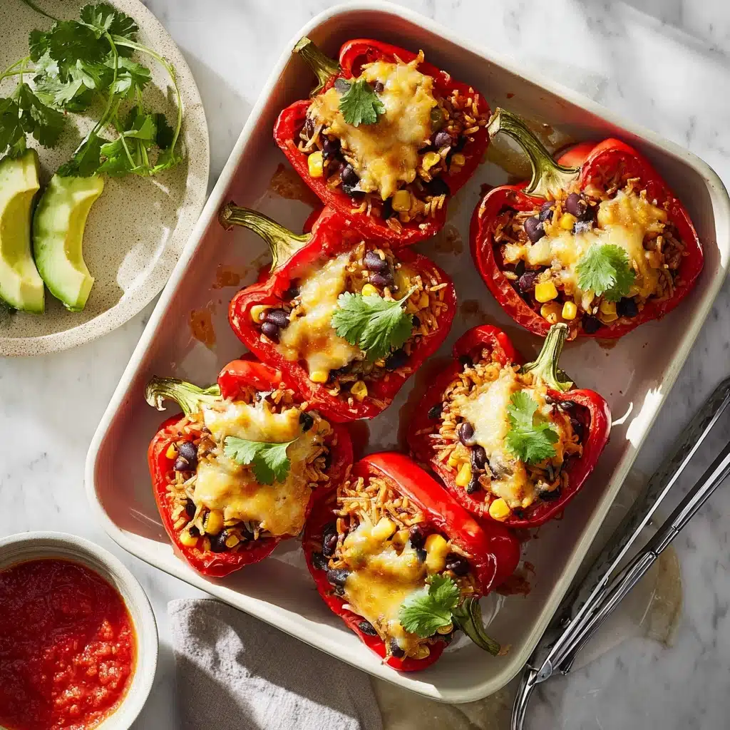 Easy Vegetarian Stuffed Bell Peppers with Rice Recipe - Recipe Image