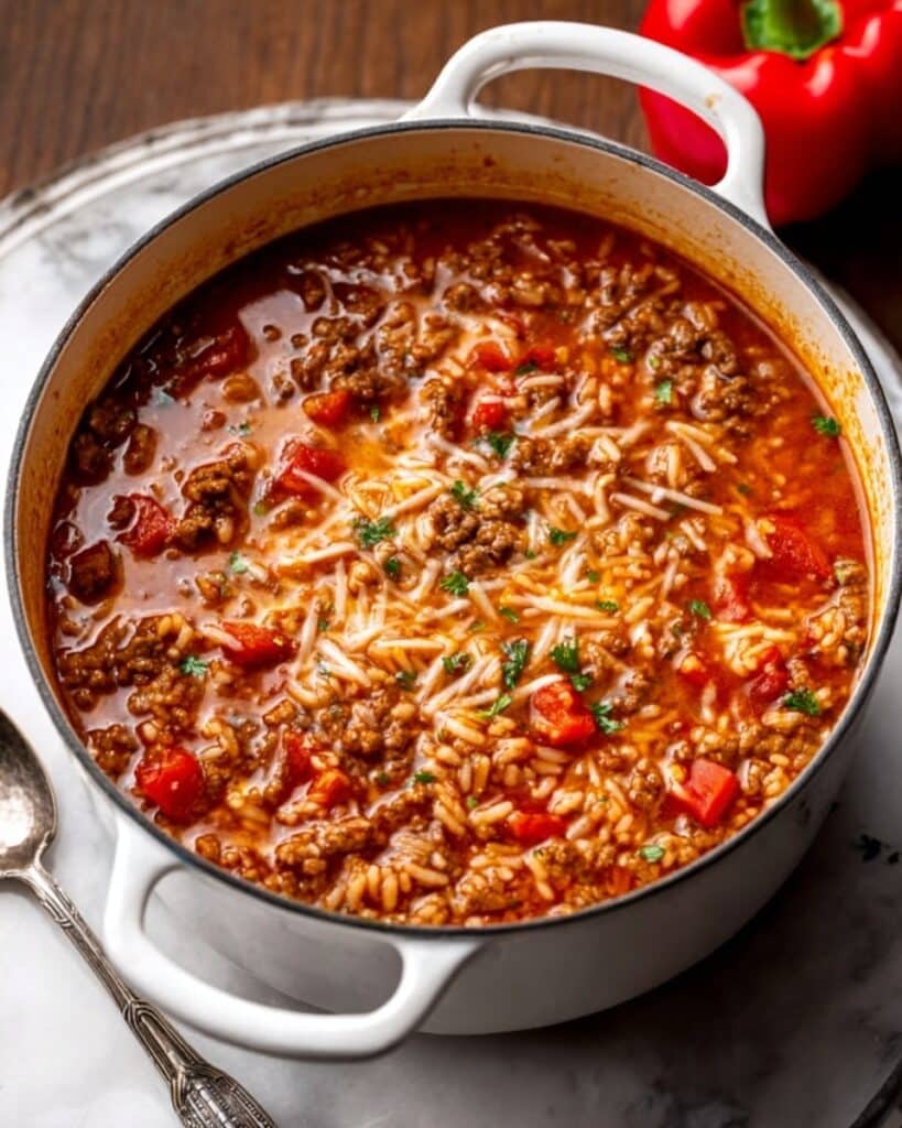 Savory Orzo Stuffed Banana Peppers Soup Recipe