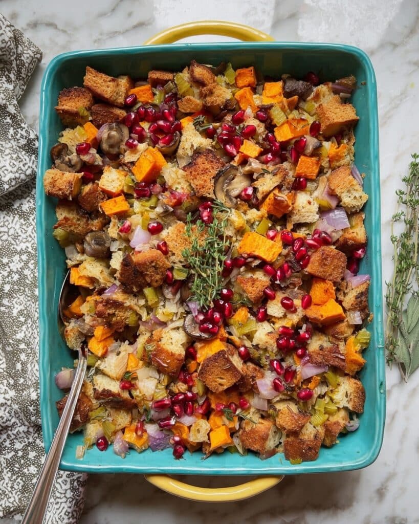 Sweet Potato and Pear Sausage Stuffing with Fresh Herbs Recipe