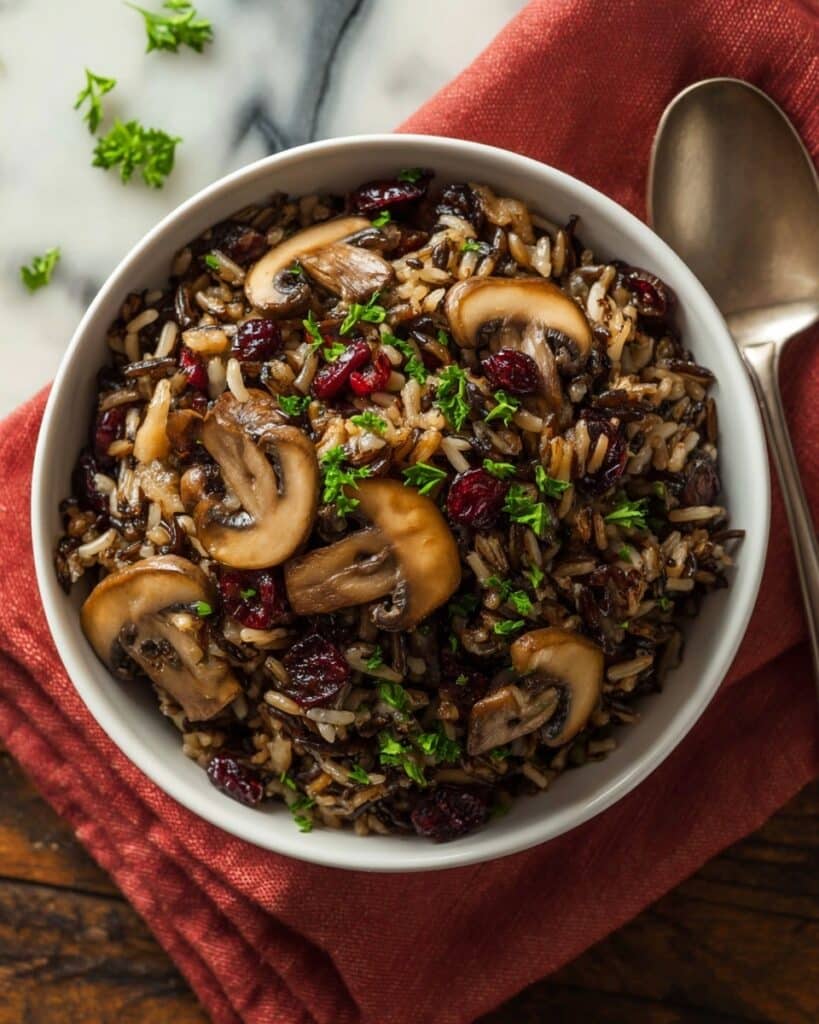 Wild Rice Pilaf with Mushrooms and Cranberries Recipe