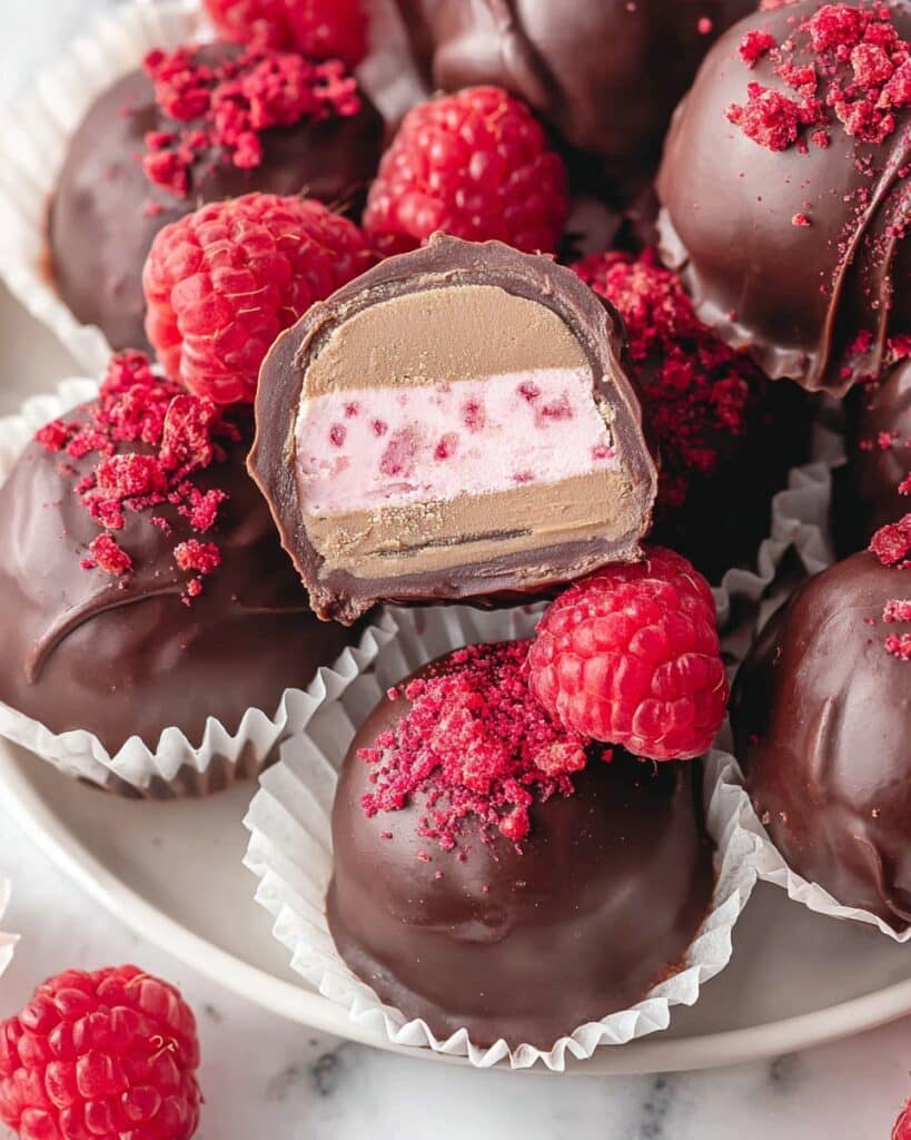 Raspberry White Chocolate & Dark Chocolate Truffles Recipe