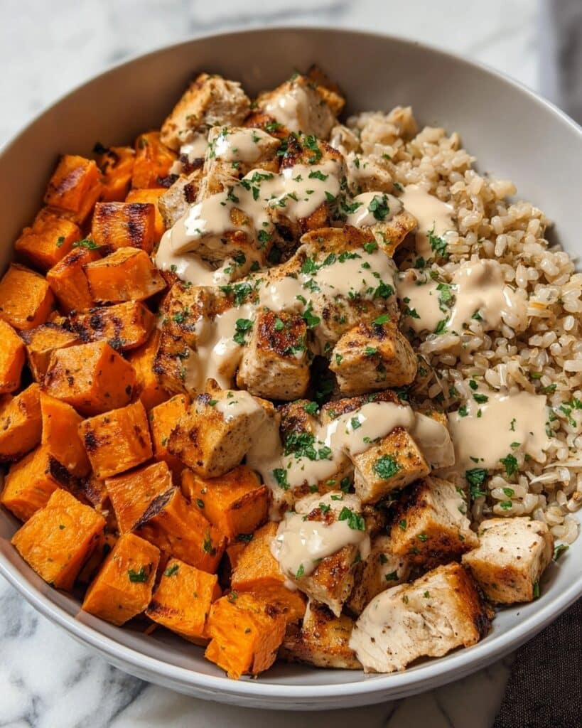 Healthy Chicken & Sweet Potato Rice Bowl Recipe