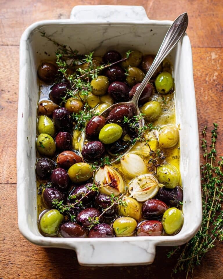 Honey Whipped Feta with Garlic Herb Roasted Olives Recipe