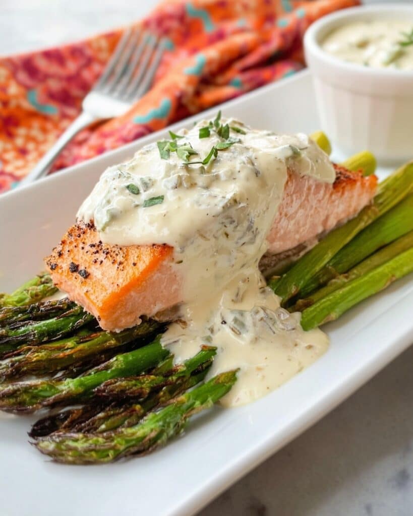 Salmon Oscar with Asparagus and Lump Crab with Béarnaise Sauce Recipe