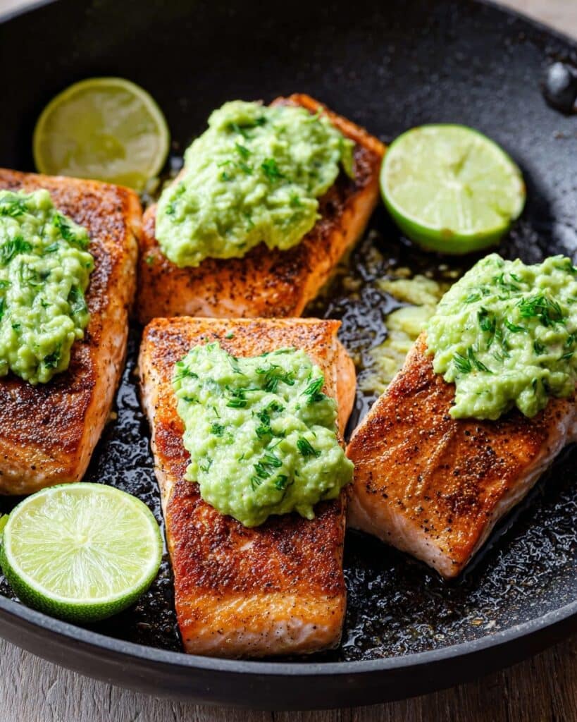 Easy Skillet Salmon with Avocado and Basil Recipe