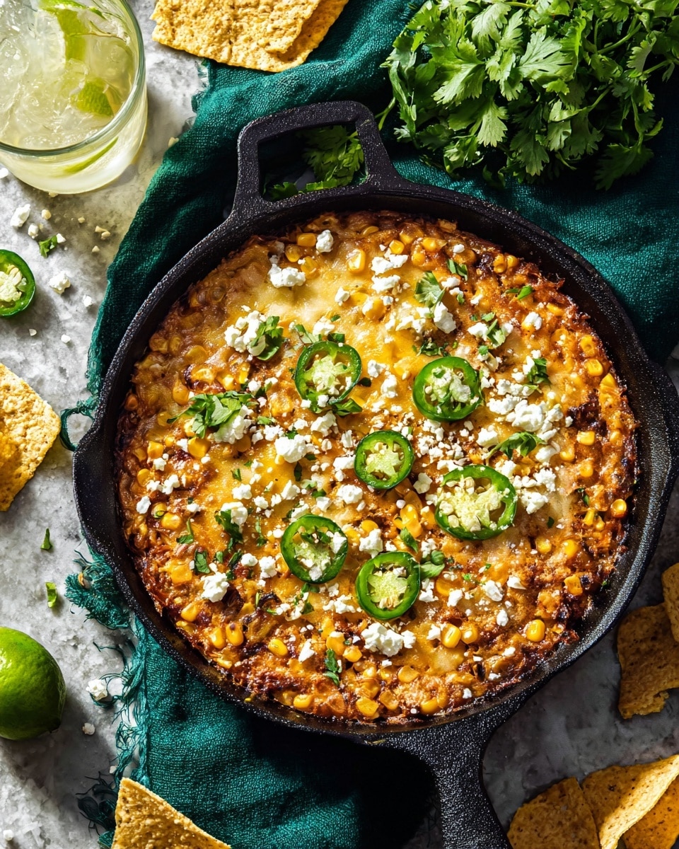 A close-up view of a white bowl filled with creamy corn dip, showing multiple layers including bright yellow corn kernels, chopped green onions, and a light orange creamy base mixed with visible herbs and spices. The dip is topped with some sliced green onions and drizzles of orange hot sauce. A woman’s hand holds a yellow corn chip dipped into the mixture on the right side of the bowl. Around the bowl, there are additional yellow corn chips scattered on a white marbled surface. photo taken with an iphone --ar 4:5 --v 7