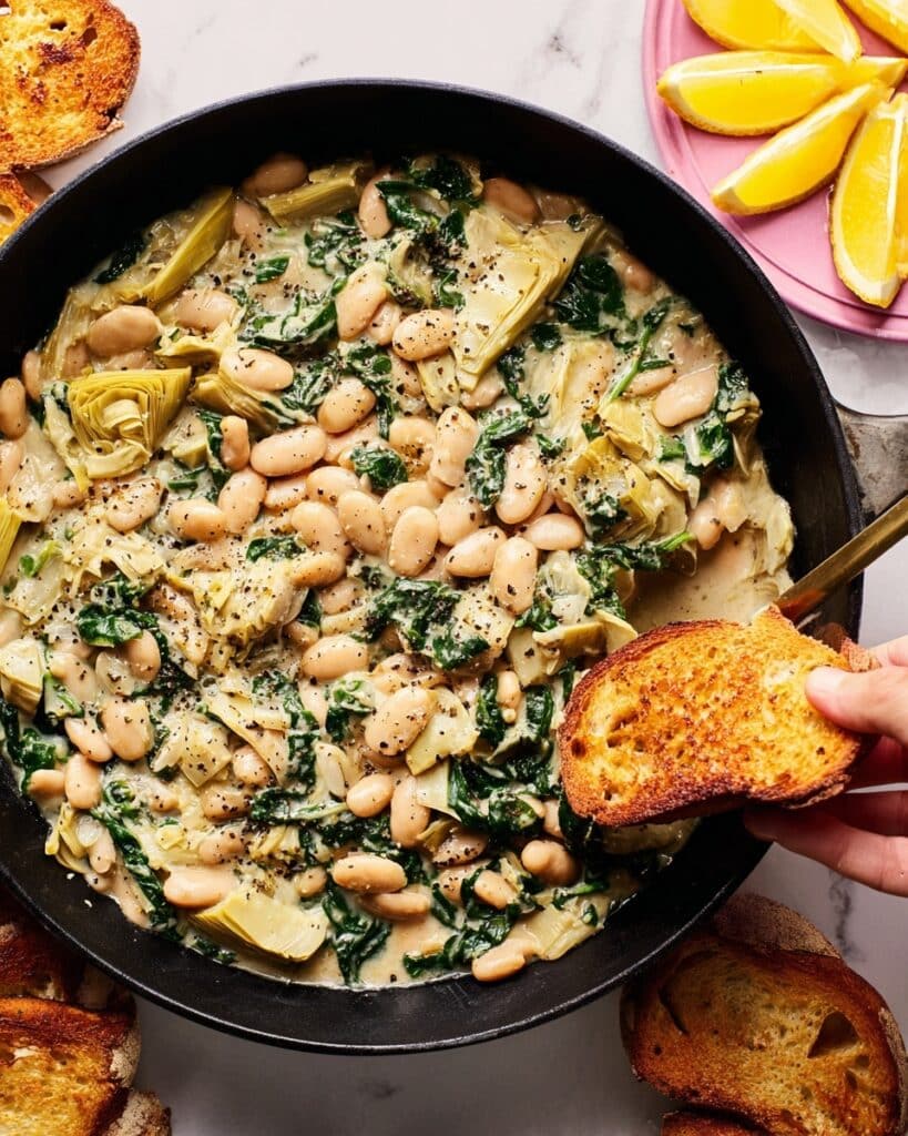 Spinach-Artichoke White Bean Skillet Recipe