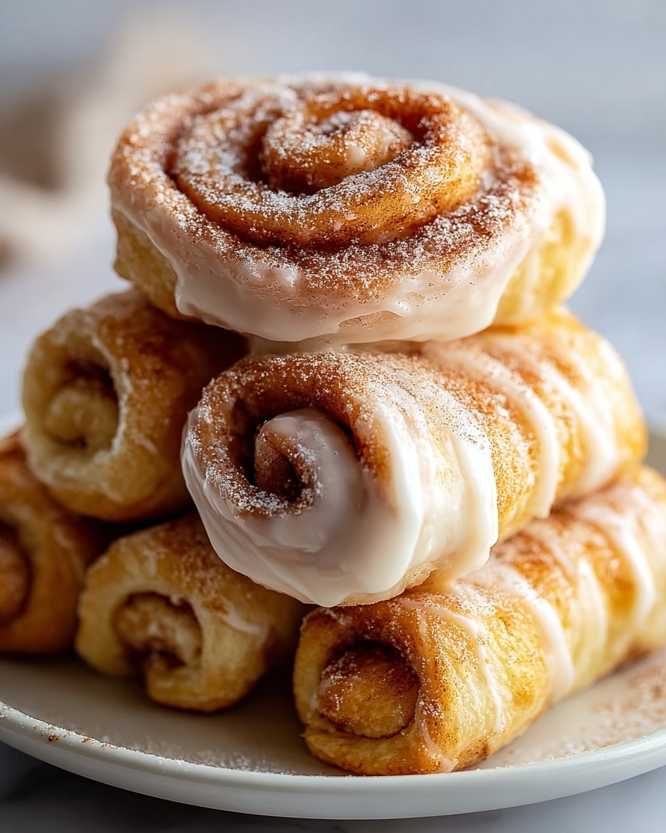 A close-up view of three rolled pastries stacked in a white bowl, each pastry showing multiple thin layers of golden-brown flaky dough with a slightly crispy texture, dusted lightly with powdered sugar and cinnamon, and visible creamy white filling peeking through the spiral folds. The background is soft and blurred, with a white marbled texture beneath the bowl. photo taken with an iphone --ar 4:5 --v 7