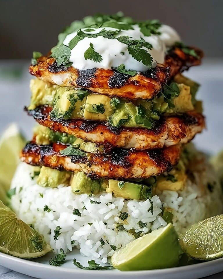 Honey Lime Chicken and Avocado Rice Stack Recipe