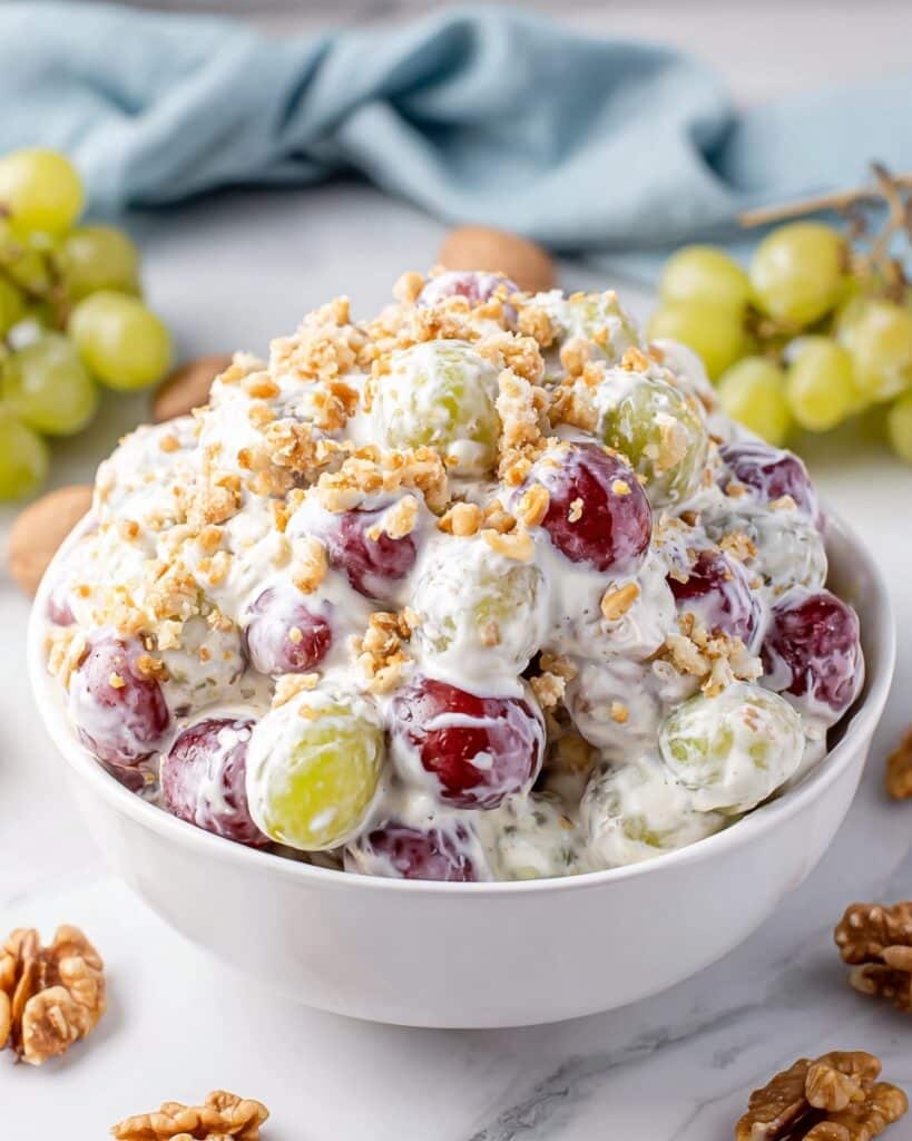 Grape Salad with Cream Cheese, Greek Yogurt, and Walnuts Recipe