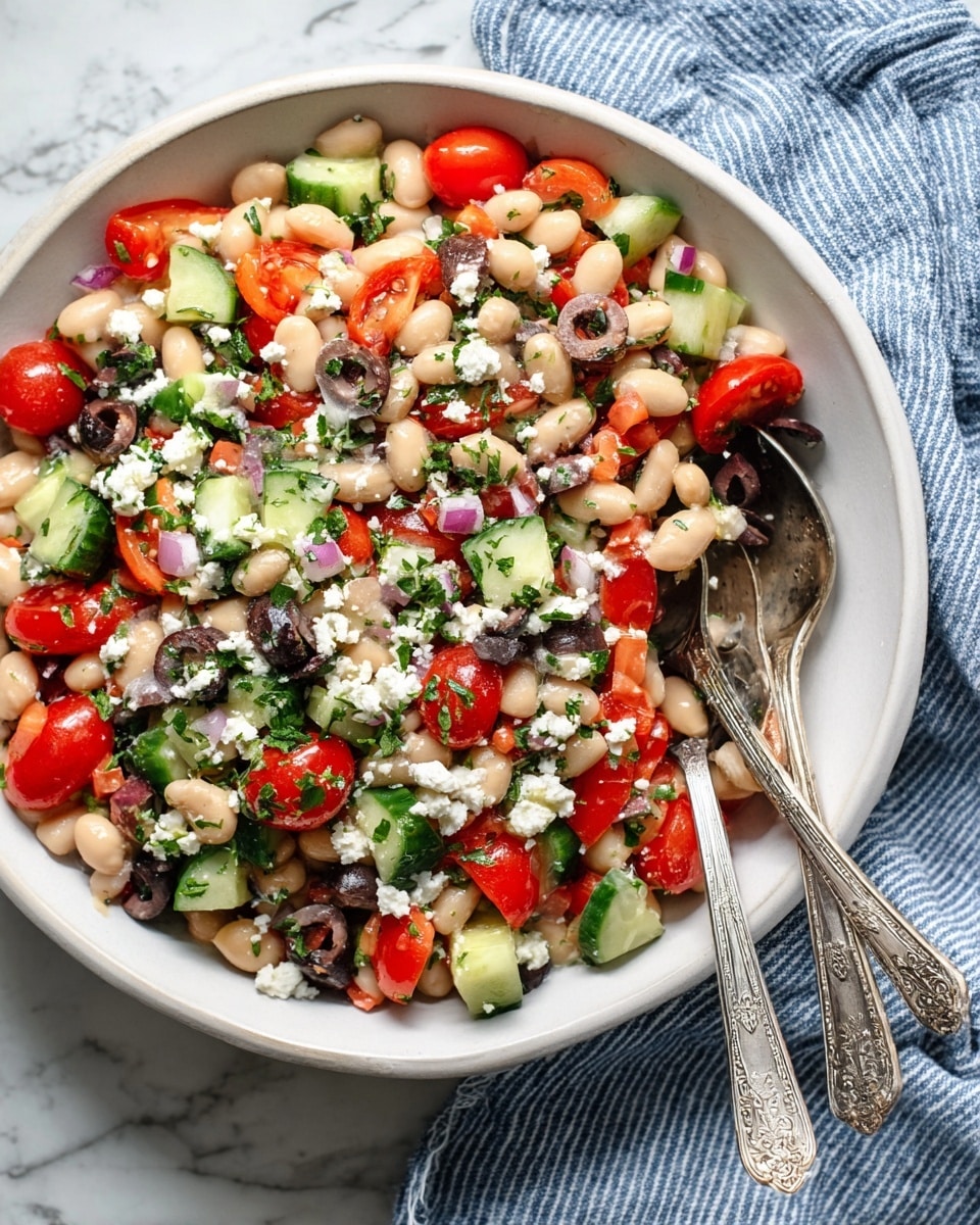 White Bean Salad with Fresh Herbs, Vegetables, and Feta Recipe